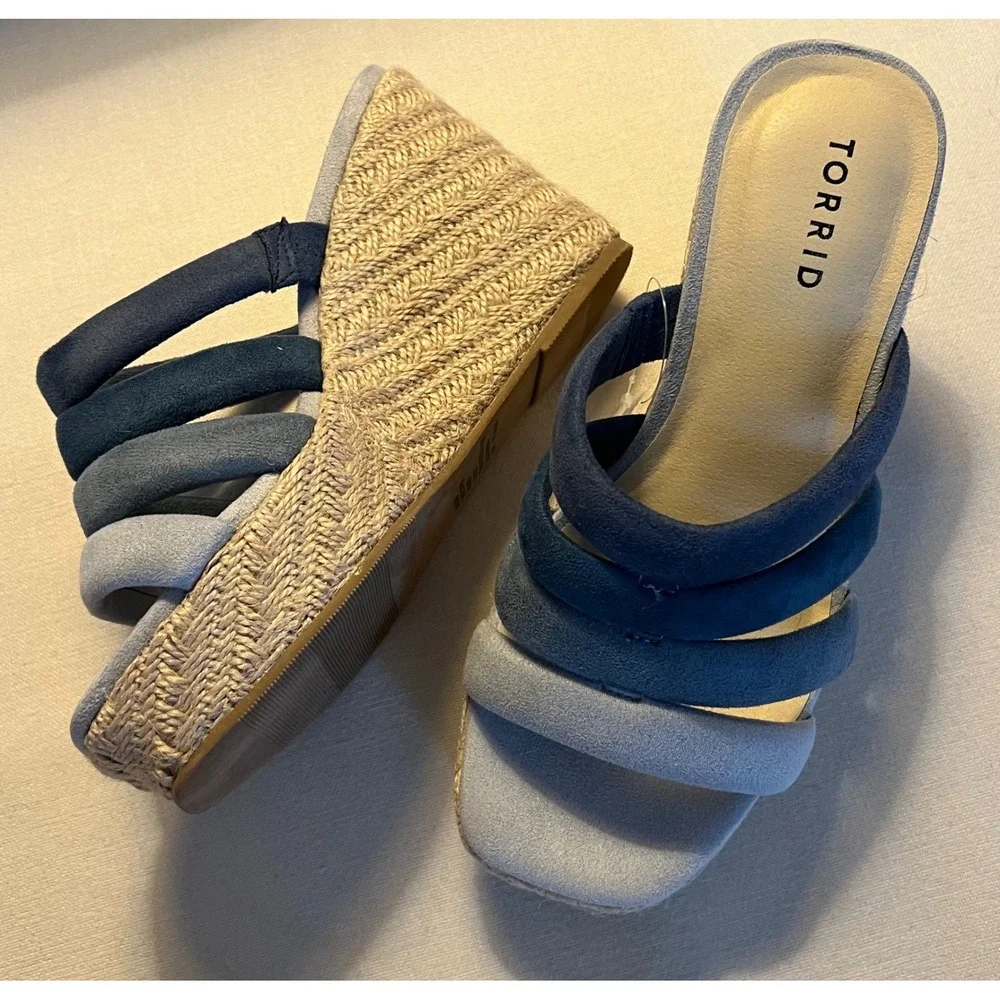 Torrid Blue Ombre Multi Strap Wedge Sandals Espadrille 8WW 40335228